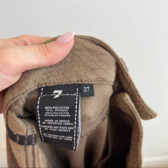 7 For All Mankind Women’s Faux Suede Skinny Jeans Pants Snakeskin Brown 27 - Picture 7 of 7